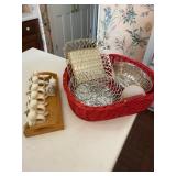 Angel Napkin Rings, Wicker and Metal Baskets Lot