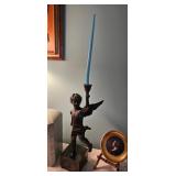 Winged Cherub Figural Candlestick with Candle