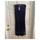 Solo Crystal Crochet Skirt with Fringe, Size M