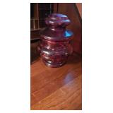 Ruby Red Glass Lidded Candy Jar