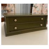 Green Wooden Two-Drawer Jewelry Box
