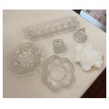 Glass and Milk Glass Dishes Set