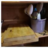 Wooden Cutting Board and Utensil Holder Set