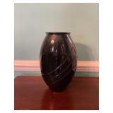 Tall Black Ceramic Vase With Spiral Pattern