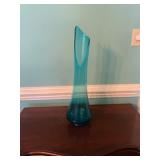 Blue Art Glass Asymmetrical Swing Vase