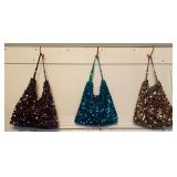 5 Sequin and Print Handbags Assorted