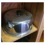 Glass Cake Plate with Metal Dome Cover