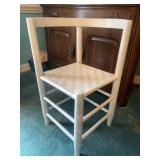 White Wooden Ladder-Back Chair With Woven Seat