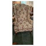 Upholstered Wingback Armchair with Cherub Motif