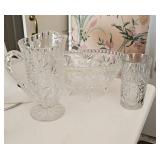 Pressed Glass Pitcher, Bowl, and Tumbler Set