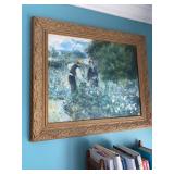 Framed Impressionist Painting, Garden Scene