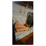 Wood Sled-Shaped Holder with Glass Jar