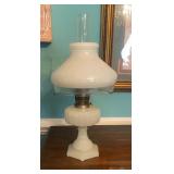 White Glass Lamp with Metal Burner