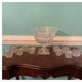 Pressed Glass Punch Bowl With 12 Cups Set