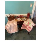 Strawberry Decor Lot With Plate, Basket, Textiles