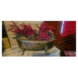 Brass Planter With Lion Paw Feet and Arrangement