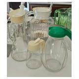 Glass Pitchers With Plastic Lids, 4 Pc