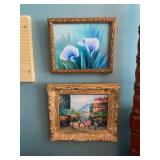 Framed Floral And Parisian Street Scene Art