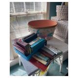 Books and Possibly Copper Painted Floral Pot