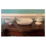White Porcelain Lattice Serveware Trio