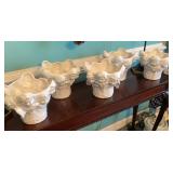 5 White Ceramic Cherub Head Cachepots
