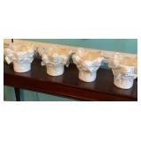 Four Ceramic Angel Face Planters