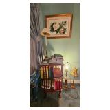 Swivel End Table, Brass Lamp, Magnolia Art