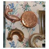 4 Vintage Fish & Zodiac Copper Molds