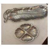 Aluminum Leaf Tray With Cheetah & Divided Dish