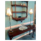 Glass Table Decor Set and Pair of Lamps