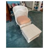 White Wicker Armchair With Ottoman Set