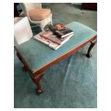 Upholstered Bench With Books, Claw Foot Design