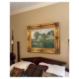 Landscape Oil Painting With Ornate Gold Frame