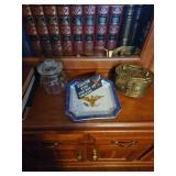 Porcelain Eagle Tray and Brass Box