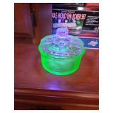 Green Uranium Glass Lidded Candy Dish