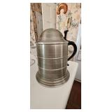 Pewter Beer Stein With Lid and Ceramic Liner