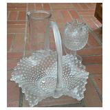Three-Piece Clear Hobnail Glass Lot