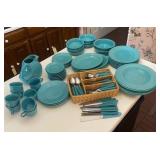 Fiesta Turquoise Dinnerware & Flatware Set