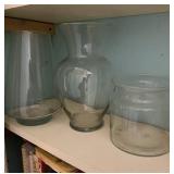 Clear Glass Vases, Set of Three