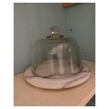 Glass Dome Cheese Tray With Marble Base