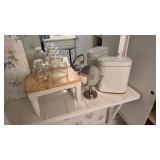 Footstool/ mirror/ storage jars/ trash can