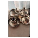 4 pewter candlesticks