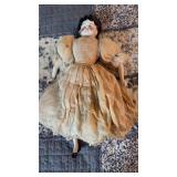 Vintage porcelain doll/ broken foot