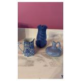 Niloak  periwinkle vase/ creamers