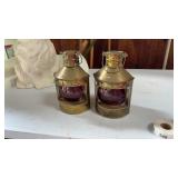 2 brass plastic globe lanterns