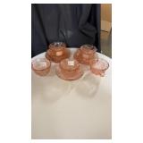 Pink depression cabbage rose 6 saucers 5 cups