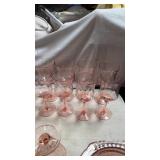 Pink depression stemware (8)