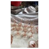 11 stemware pink depression
