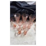 Pink depression misc glassware (9)