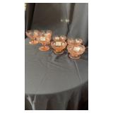 Pink depression sherbet glasses (7) open rise and